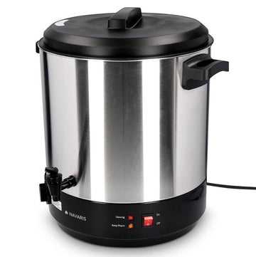 Navaris 27L Stainless Steel 1800W Preserving Kettle with Mulled Wine Function, Including Thermostat & Timer up to 120m, Temperature from 30-100°C With Thermostat Tap - imported from UK